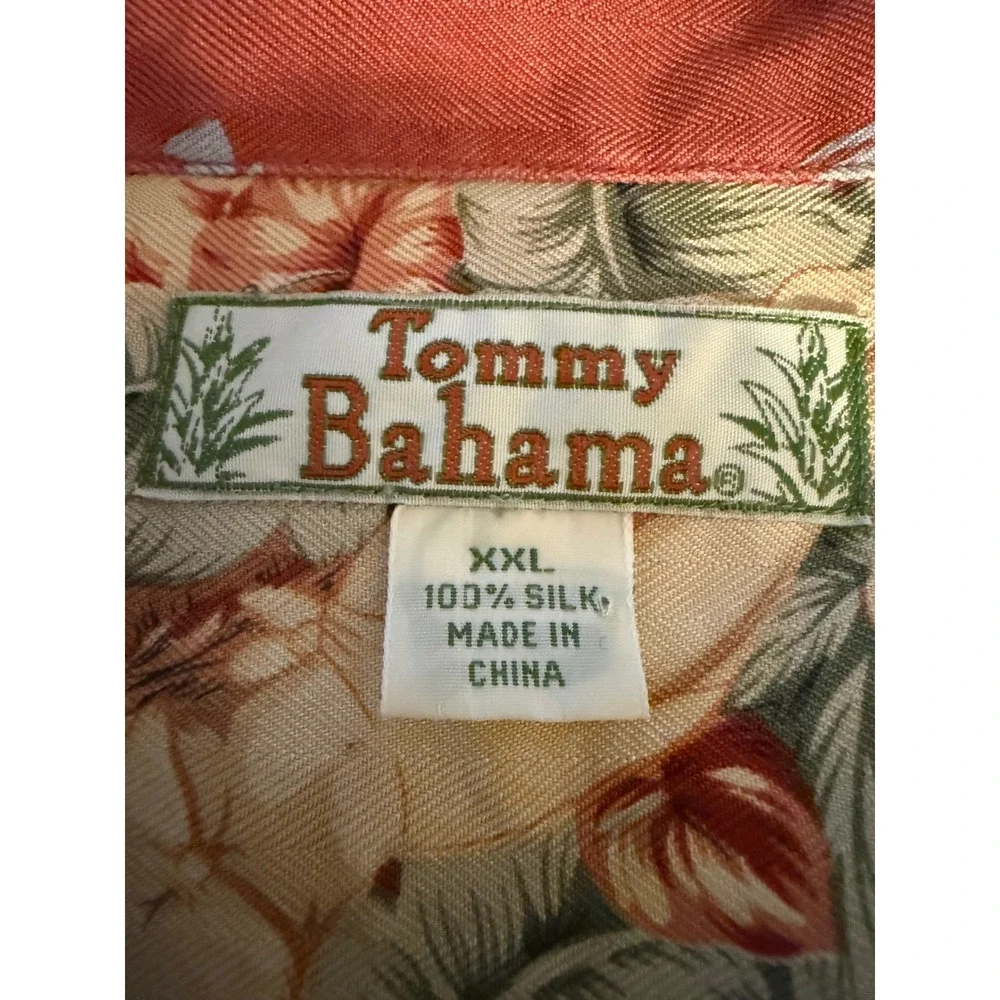 Tommy Bahama Mens XXL Red Silk Hula Girl Palm Tree Tropical Camp Shirt
